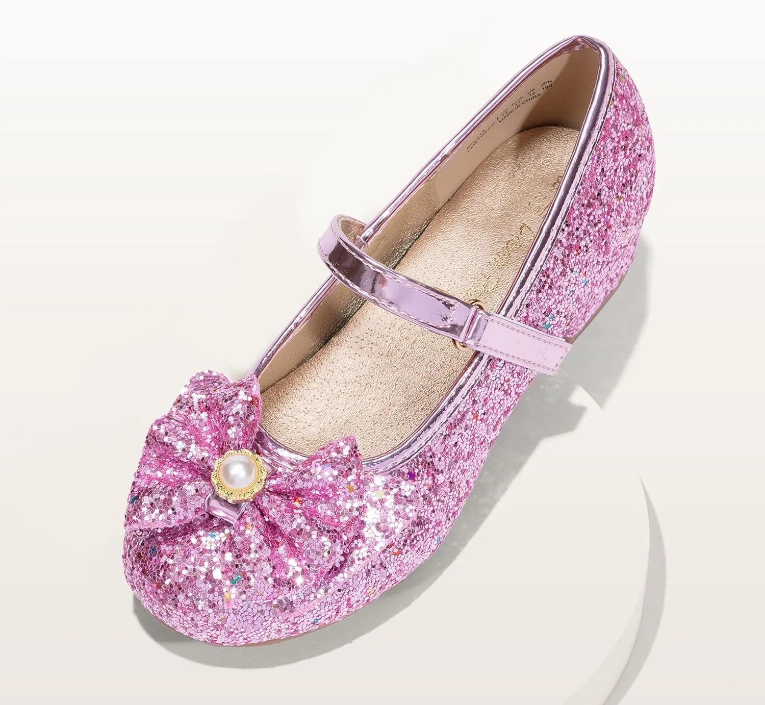 DREAM PAIRS Girls Dress Shoes Princess Shoes for Toddler Little Girl Mary Jane Low Heels Glitter Flower Party Wedding Footwear