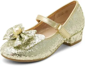 DREAM PAIRS Girls Dress Shoes Princess Shoes for Toddler Little Girl Mary Jane Low Heels Glitter Flower Party Wedding Footwear