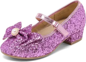 DREAM PAIRS Girls Dress Shoes Princess Shoes for Toddler Little Girl Mary Jane Low Heels Glitter Flower Party Wedding Footwear