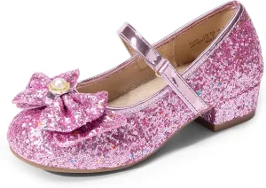 DREAM PAIRS Girls Dress Shoes Princess Shoes for Toddler Little Girl Mary Jane Low Heels Glitter Flower Party Wedding Footwear