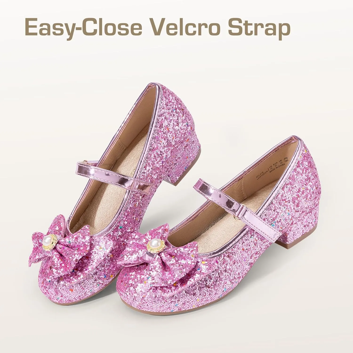 DREAM PAIRS Girls Dress Shoes Princess Shoes for Toddler Little Girl Mary Jane Low Heels Glitter Flower Party Wedding Footwear