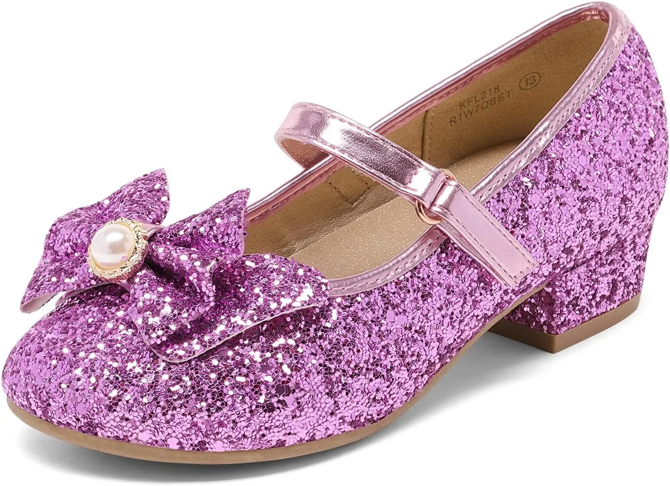 DREAM PAIRS Girls Dress Shoes Princess Shoes for Toddler Little Girl Mary Jane Low Heels Glitter Flower Party Wedding Footwear