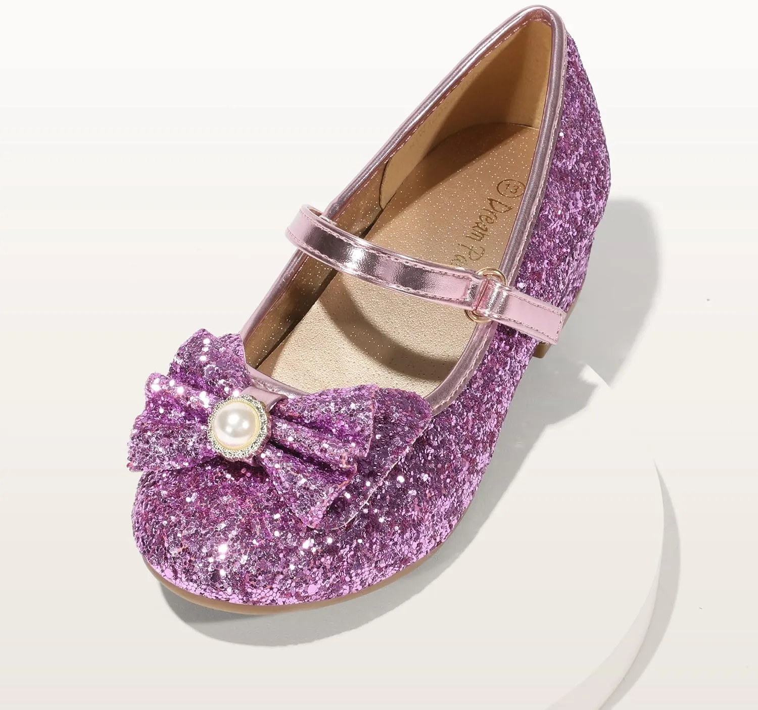 DREAM PAIRS Girls Dress Shoes Princess Shoes for Toddler Little Girl Mary Jane Low Heels Glitter Flower Party Wedding Footwear