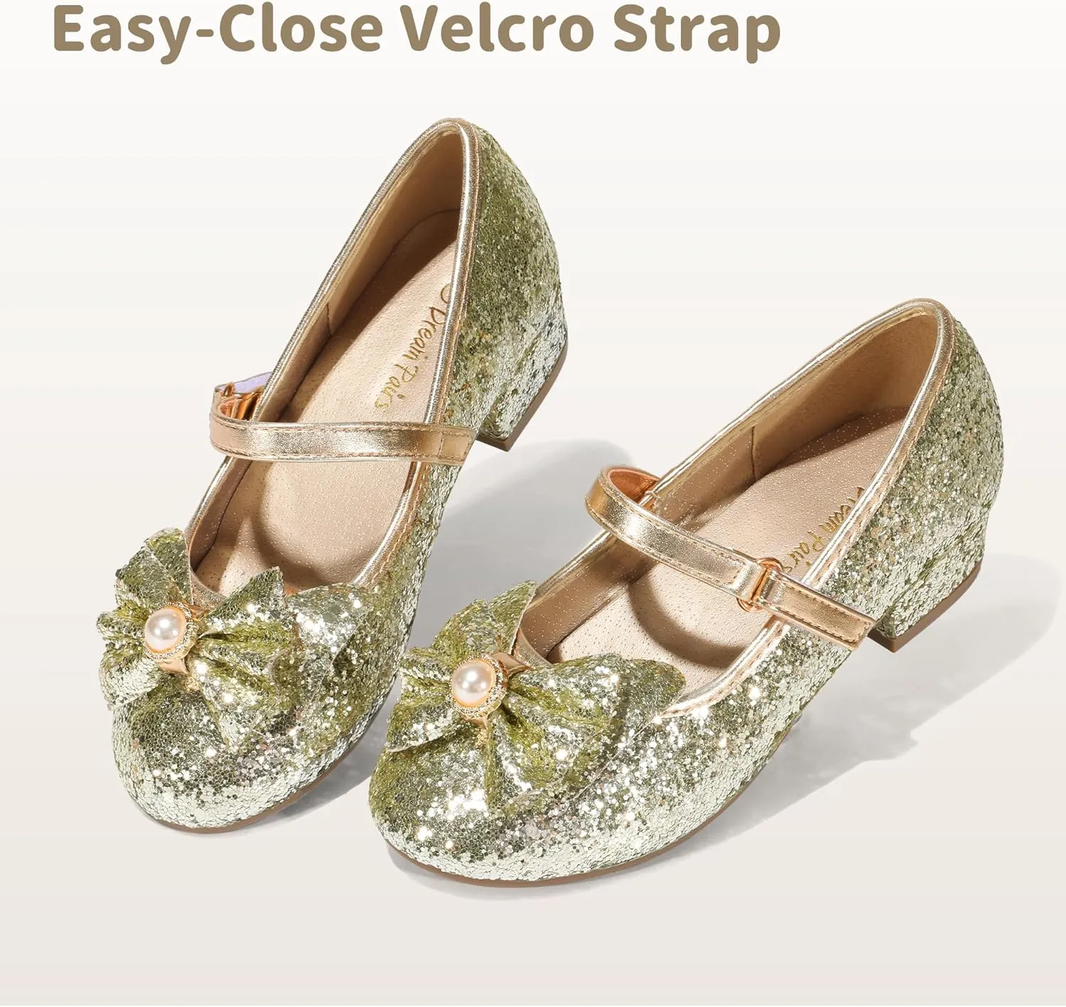 DREAM PAIRS Girls Dress Shoes Princess Shoes for Toddler Little Girl Mary Jane Low Heels Glitter Flower Party Wedding Footwear