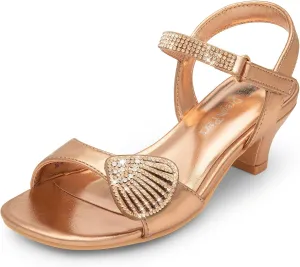 DREAM PAIRS Girls Sandals Ankle Strap Square Toe Low Heel Crystal Shell Wedding Party Flower Dress Shoes for Little Kids/Big Kids