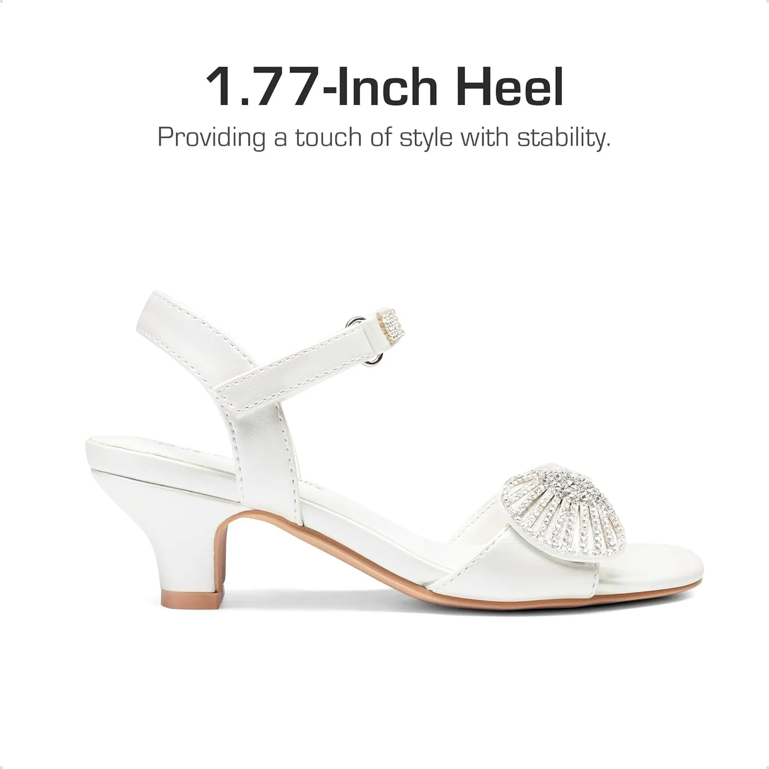 DREAM PAIRS Girls Sandals Ankle Strap Square Toe Low Heel Crystal Shell Wedding Party Flower Dress Shoes for Little Kids/Big Kids