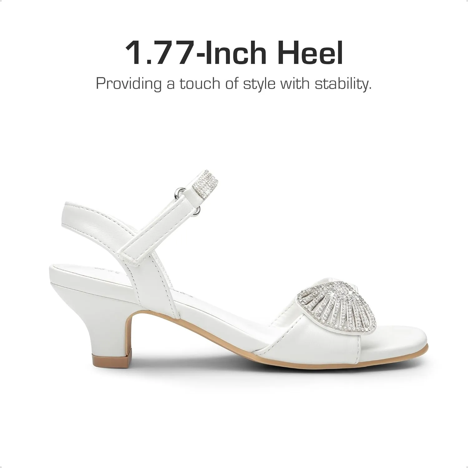 DREAM PAIRS Girls Sandals Ankle Strap Square Toe Low Heel Crystal Shell Wedding Party Flower Dress Shoes for Little Kids/Big Kids