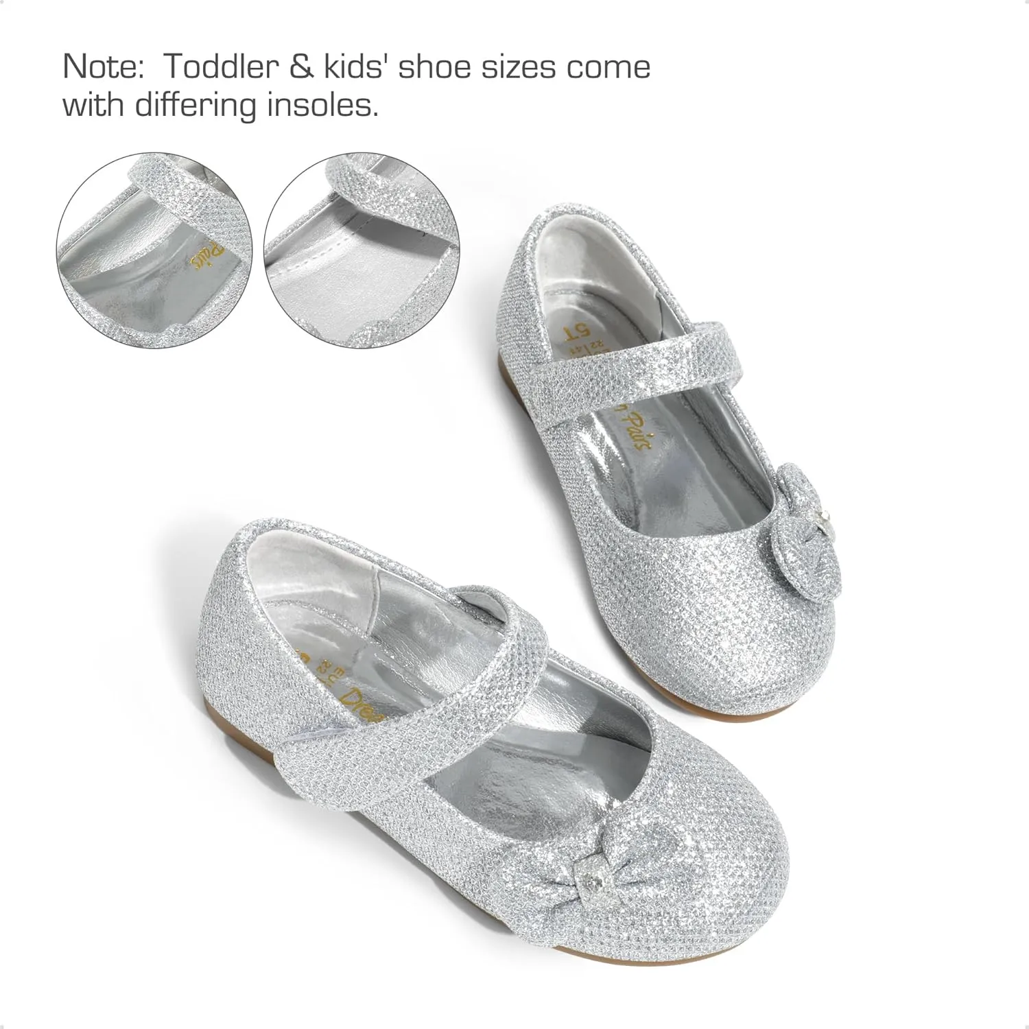 DREAM PAIRS Toddler Dress Shoes Mary Jane Flats for Girls Side Bow Ballerina Shoes