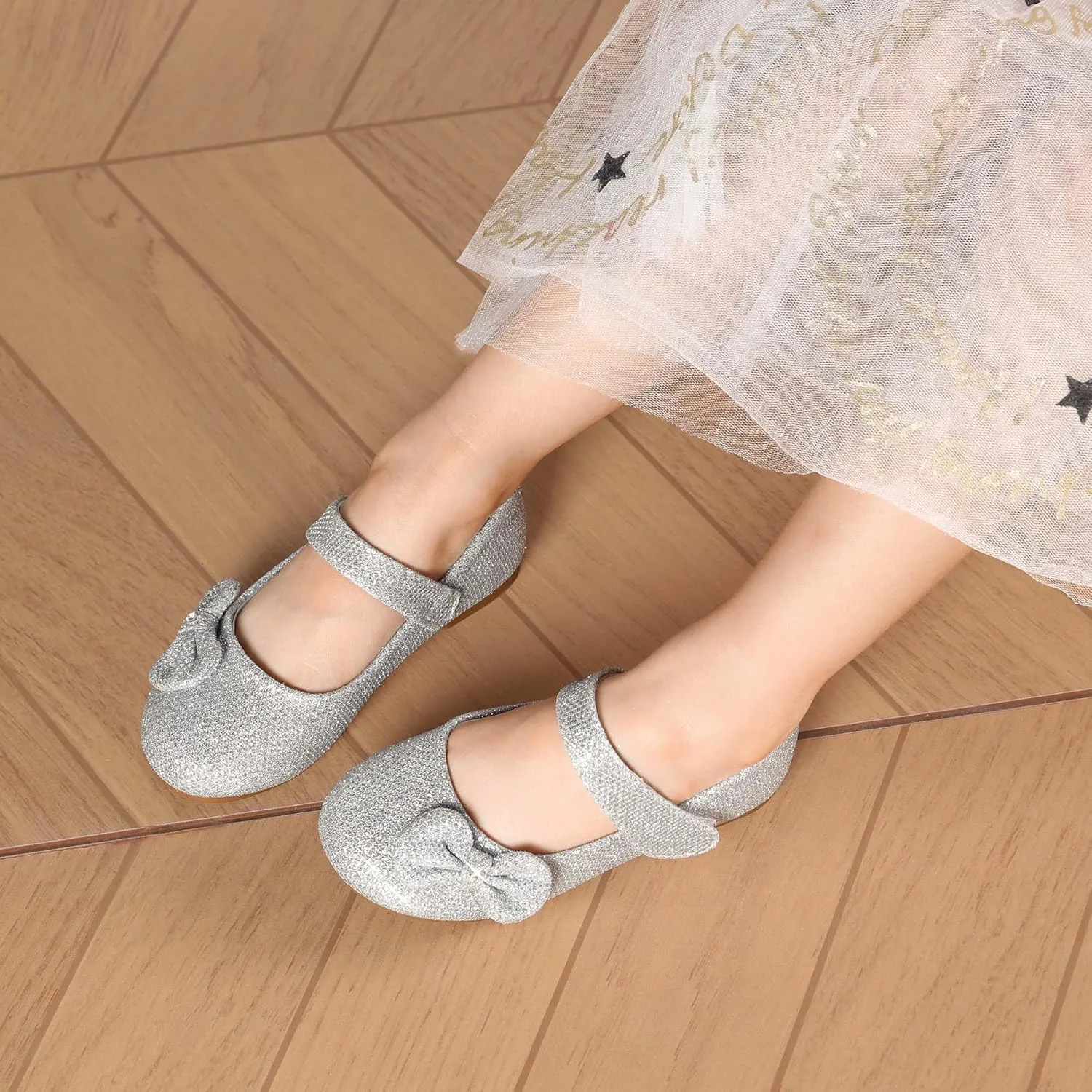 DREAM PAIRS Toddler Dress Shoes Mary Jane Flats for Girls Side Bow Ballerina Shoes