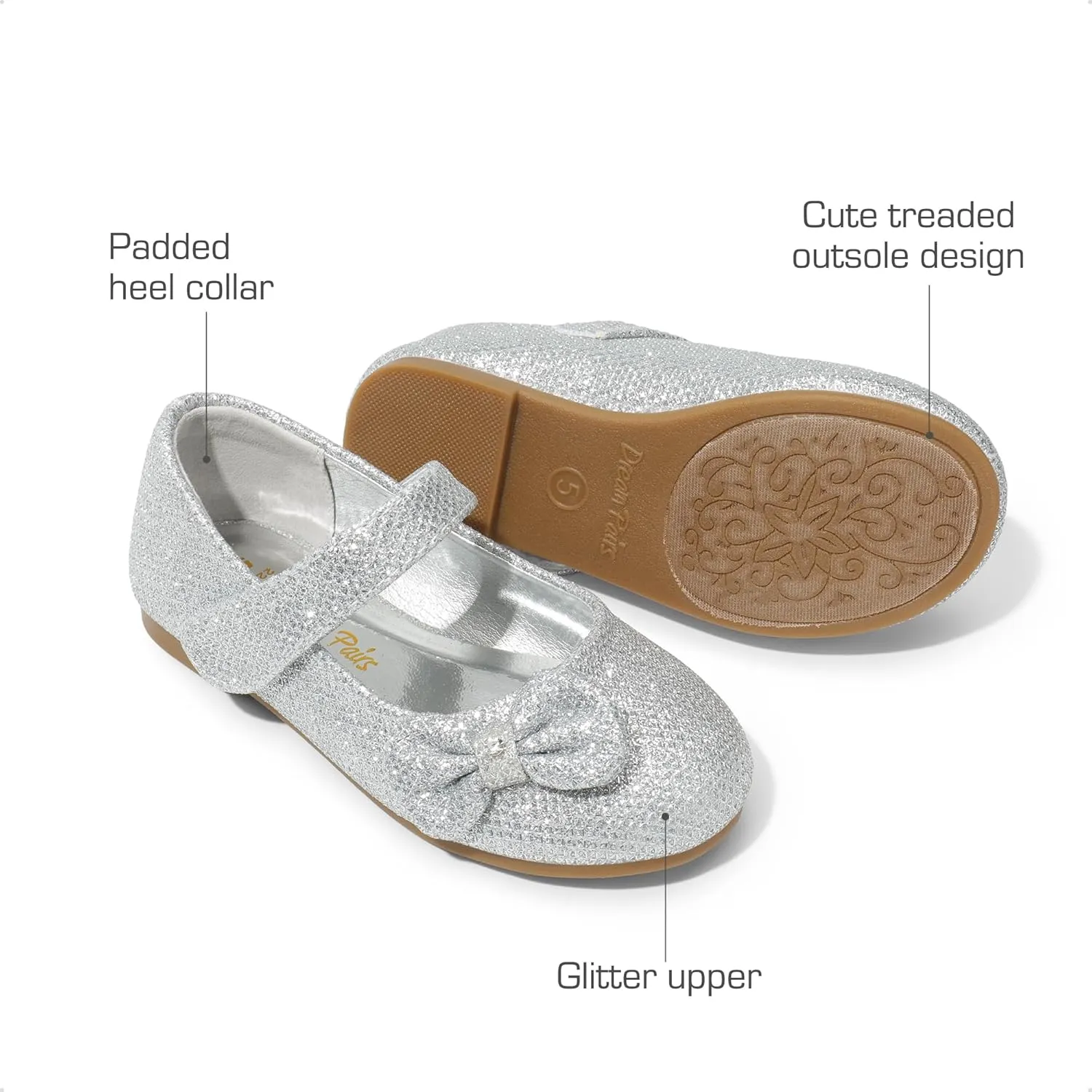 DREAM PAIRS Toddler Dress Shoes Mary Jane Flats for Girls Side Bow Ballerina Shoes