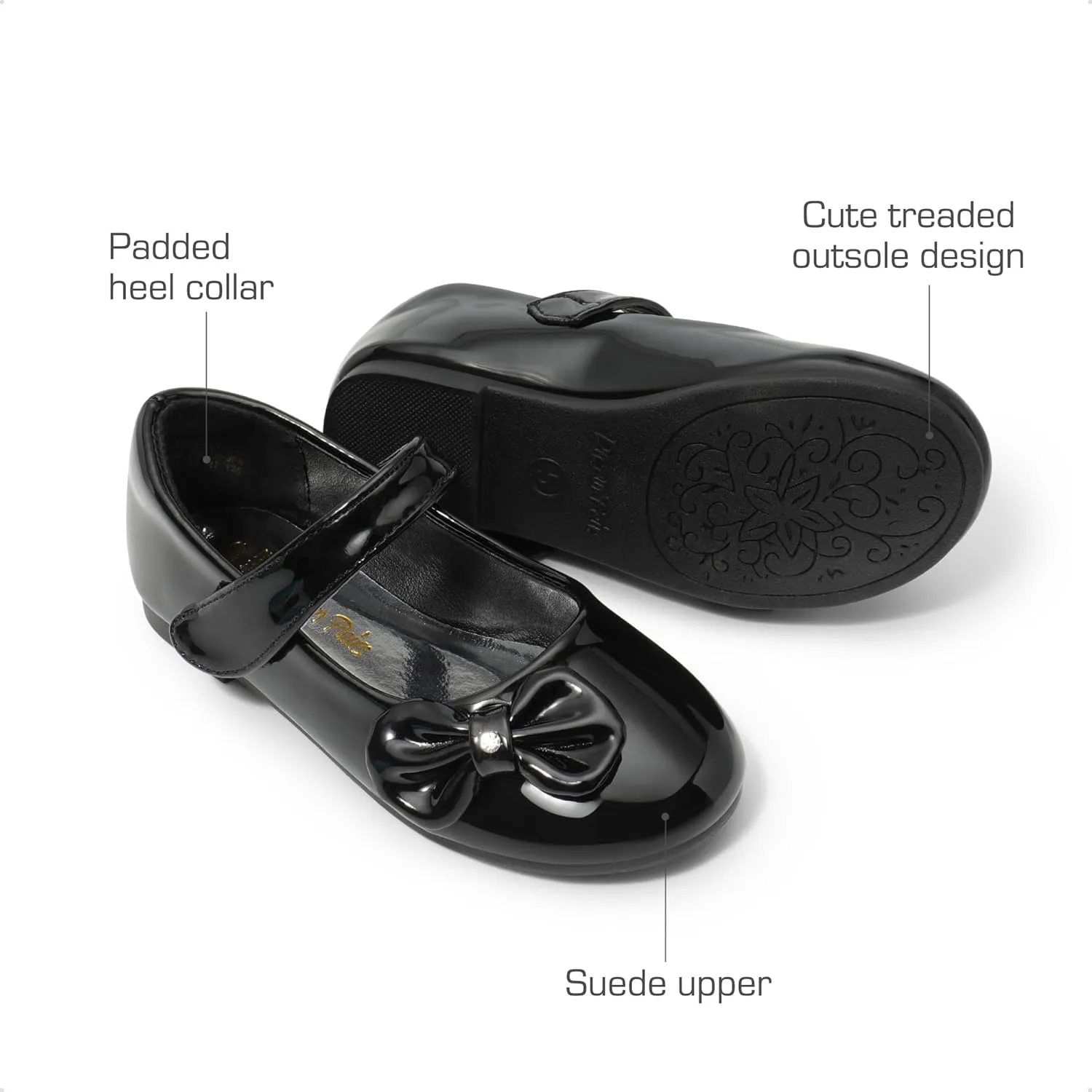 DREAM PAIRS Toddler Girls Dress Shoes Mary Jane Flats, Girls School Uniform Flats Bow Ballerina Shoes