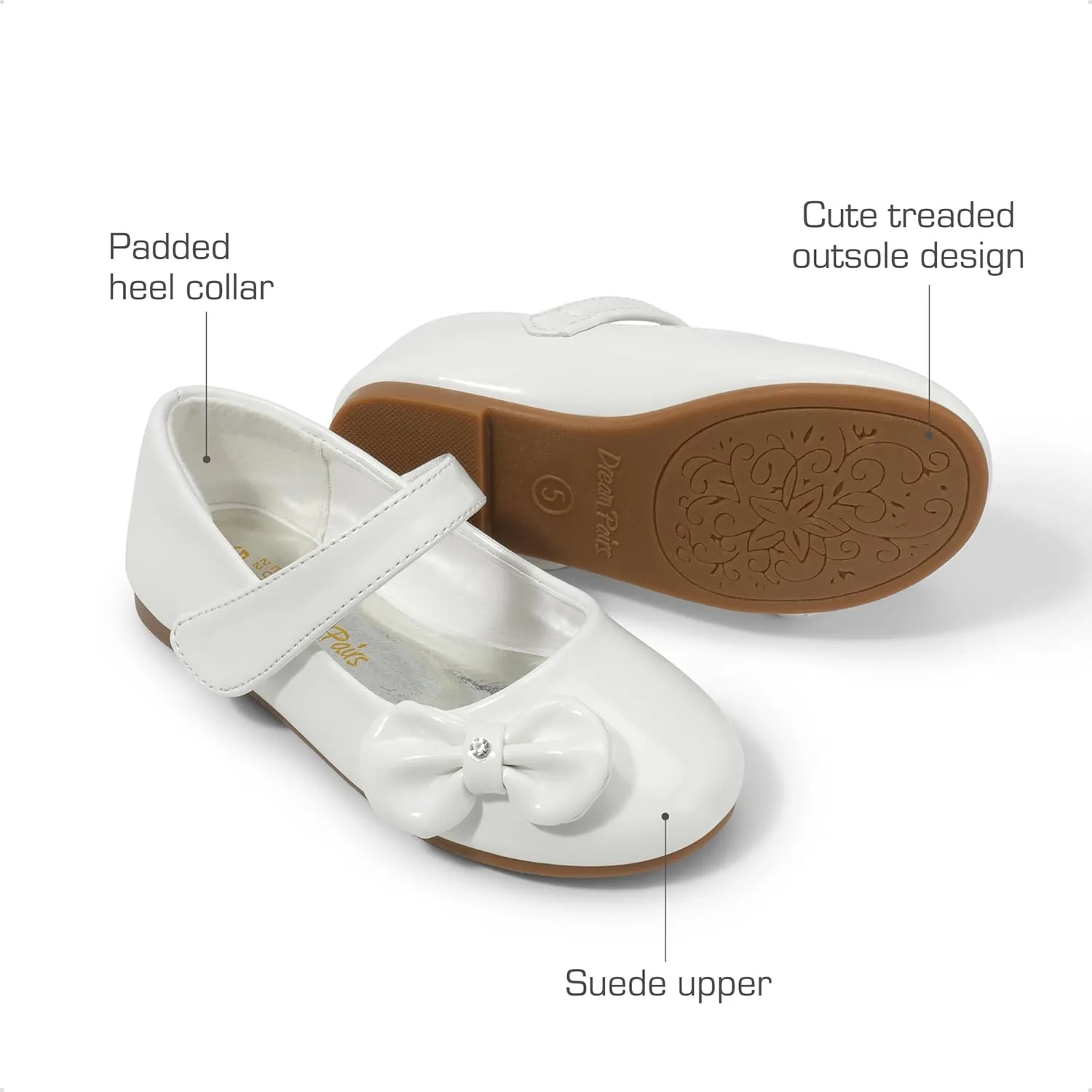 DREAM PAIRS Toddler Girls Dress Shoes Mary Jane Flats, Girls School Uniform Flats Bow Ballerina Shoes