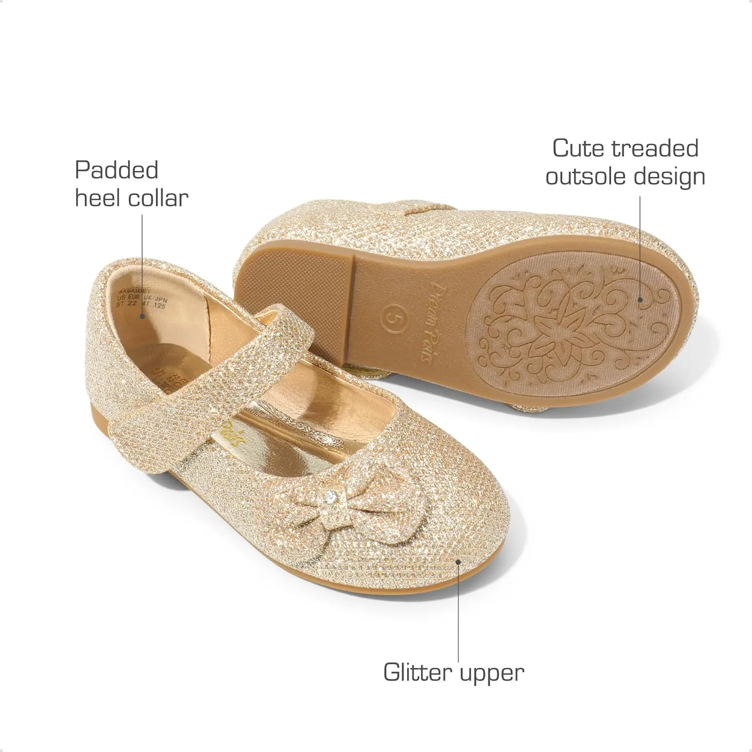 DREAM PAIRS Toddler Girls Dress Shoes Mary Jane Flats, Girls School Uniform Flats Bow Ballerina Shoes