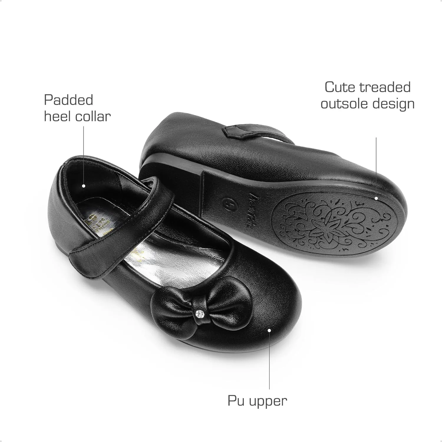 DREAM PAIRS Toddler Girls Dress Shoes Mary Jane Flats, Girls School Uniform Flats Bow Ballerina Shoes