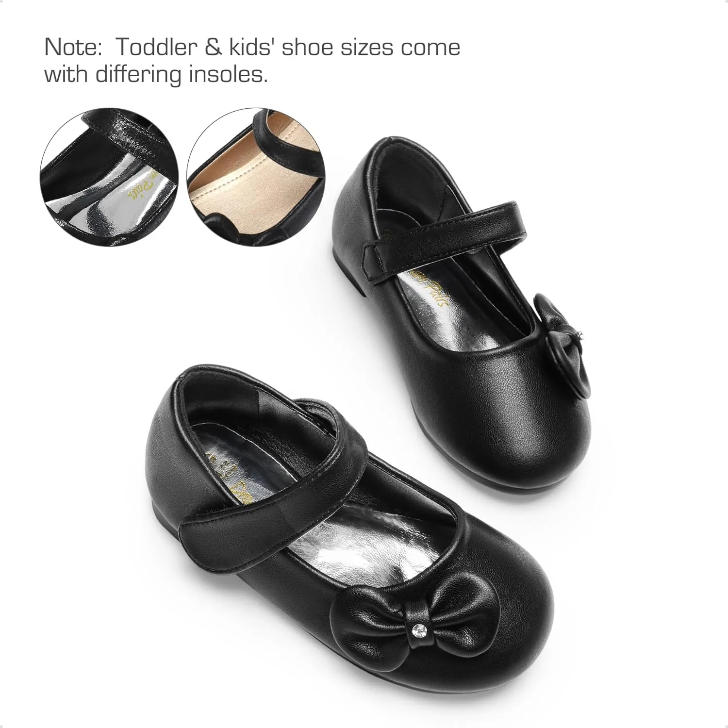 DREAM PAIRS Toddler Girls Dress Shoes Mary Jane Flats, Girls School Uniform Flats Bow Ballerina Shoes