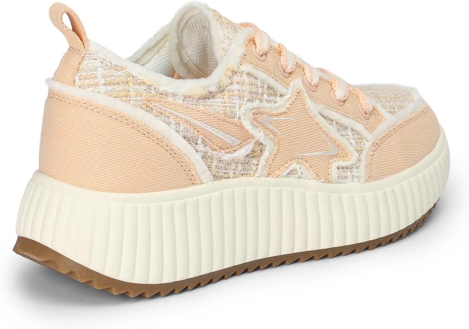 DREAM PAIRS Women Platform Chunky Lightweight Comfortable Casual Denim Fabric Lace-Up Kay Walking Fashion Sneakers
