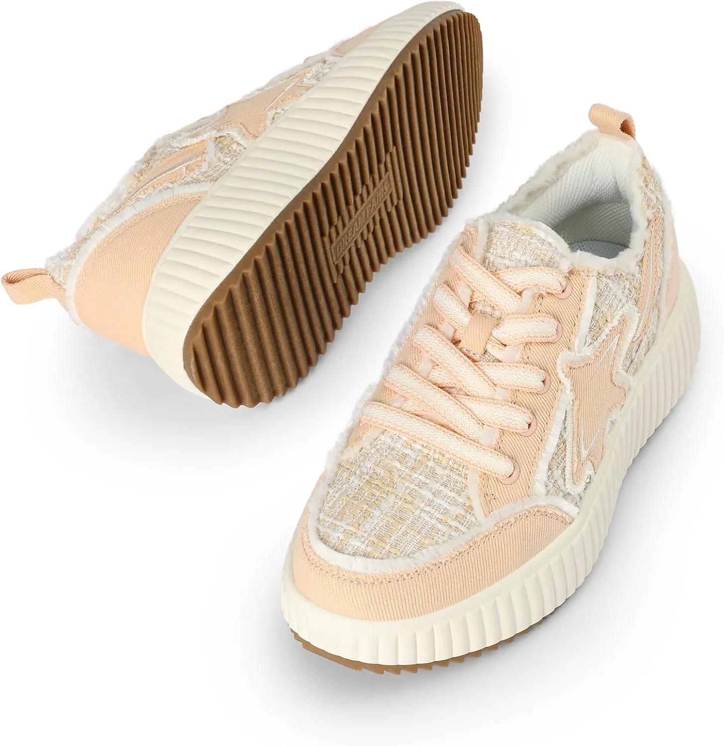 DREAM PAIRS Women Platform Chunky Lightweight Comfortable Casual Denim Fabric Lace-Up Kay Walking Fashion Sneakers