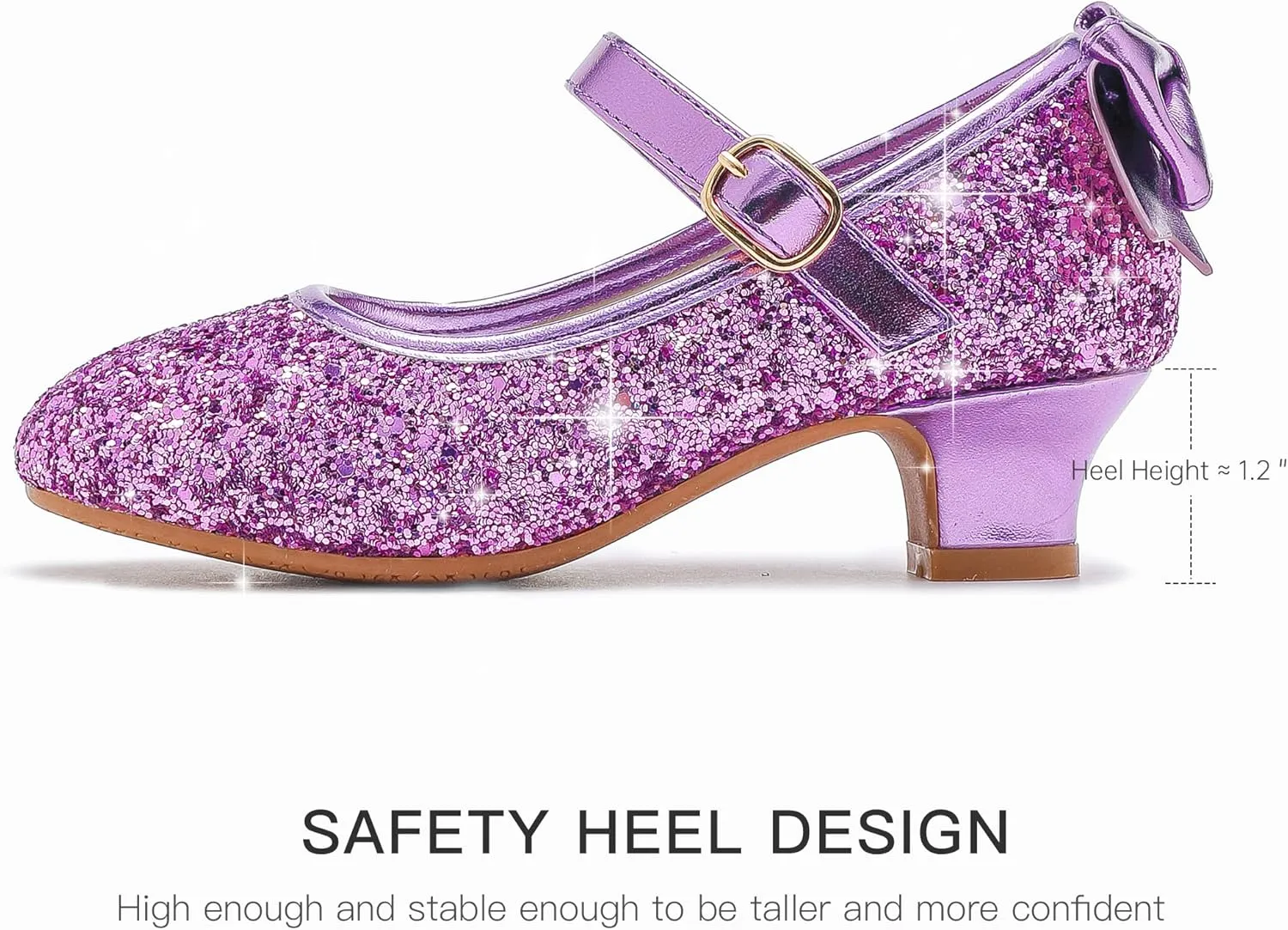 Dufannie Girls Dress Shoes Low Heel Princess Flats Mary Jane Flower Wedding Party Glitter Shoes for Kids Toddler