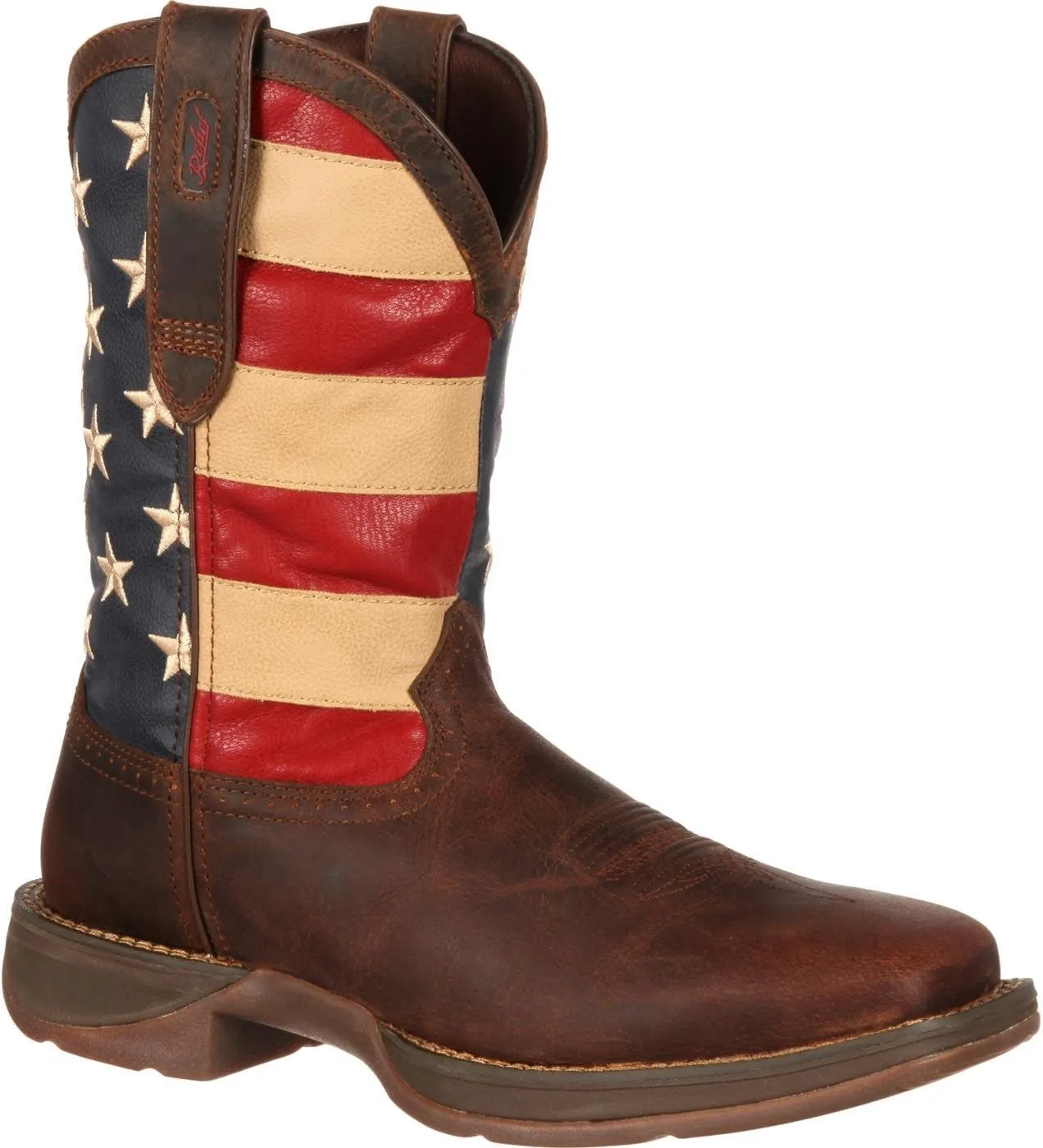 Durango Men's Patriotic Pull-On Western Flag Boots Brown