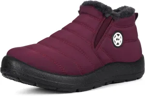 Eagsouni Snow Boots Womens Winter Ankle Boots Ladies Warm Fur Lined Booties Thickening Shoes Zip Flat Sneakers Outdoor Booties