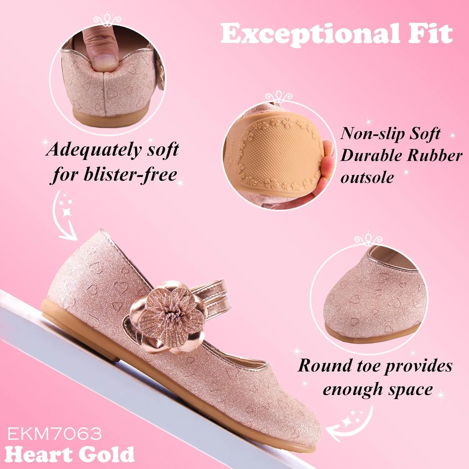 EIGHT KM Toddler Girls Dress Shoes – Girls Mary Jane Shoes | Mary Jane Flats - Ballet Flats – Party, Flower Girl, Wedding Dress Shoes for Girls – Comfortable & Non-Slip Design for Ages up to 7