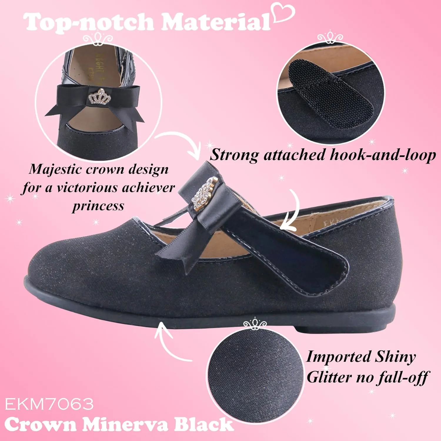 EIGHT KM Toddler Girls Dress Shoes – Girls Mary Jane Shoes | Mary Jane Flats - Ballet Flats – Party, Flower Girl, Wedding Dress Shoes for Girls – Comfortable & Non-Slip Design for Ages up to 7