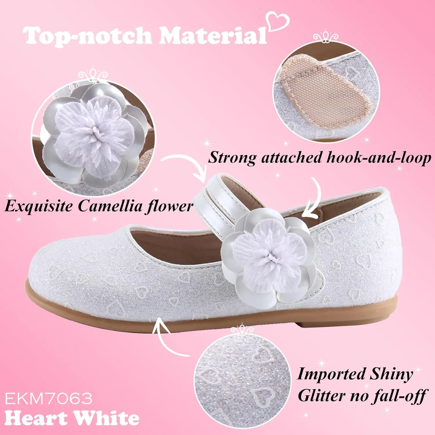 EIGHT KM Toddler Girls Dress Shoes – Girls Mary Jane Shoes | Mary Jane Flats - Ballet Flats – Party, Flower Girl, Wedding Dress Shoes for Girls – Comfortable & Non-Slip Design for Ages up to 7