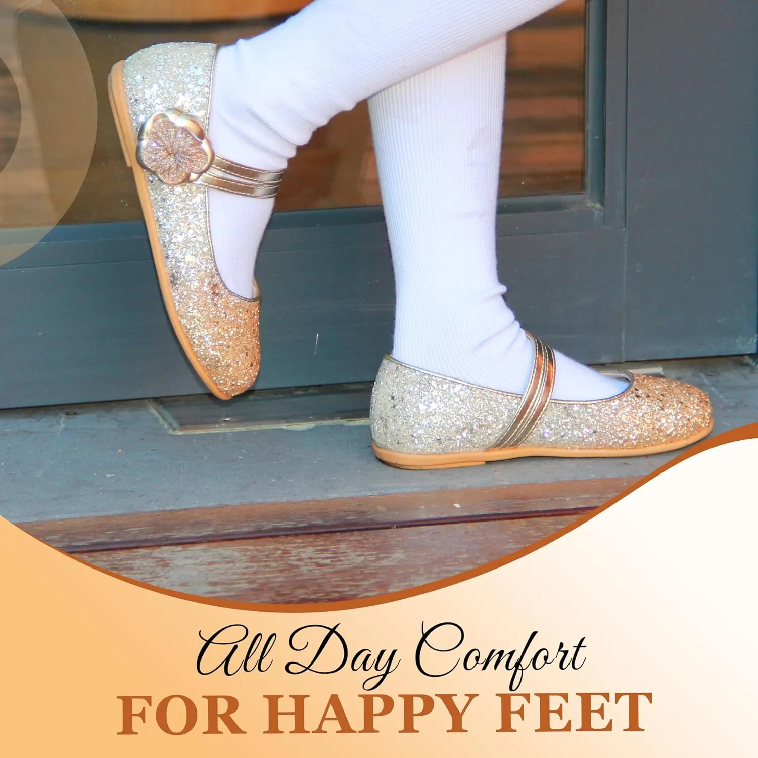 EIGHT KM Toddler Girls Dress Shoes – Girls Mary Jane Shoes | Mary Jane Flats - Ballet Flats – Party, Flower Girl, Wedding Dress Shoes for Girls – Comfortable & Non-Slip Design for Ages up to 7