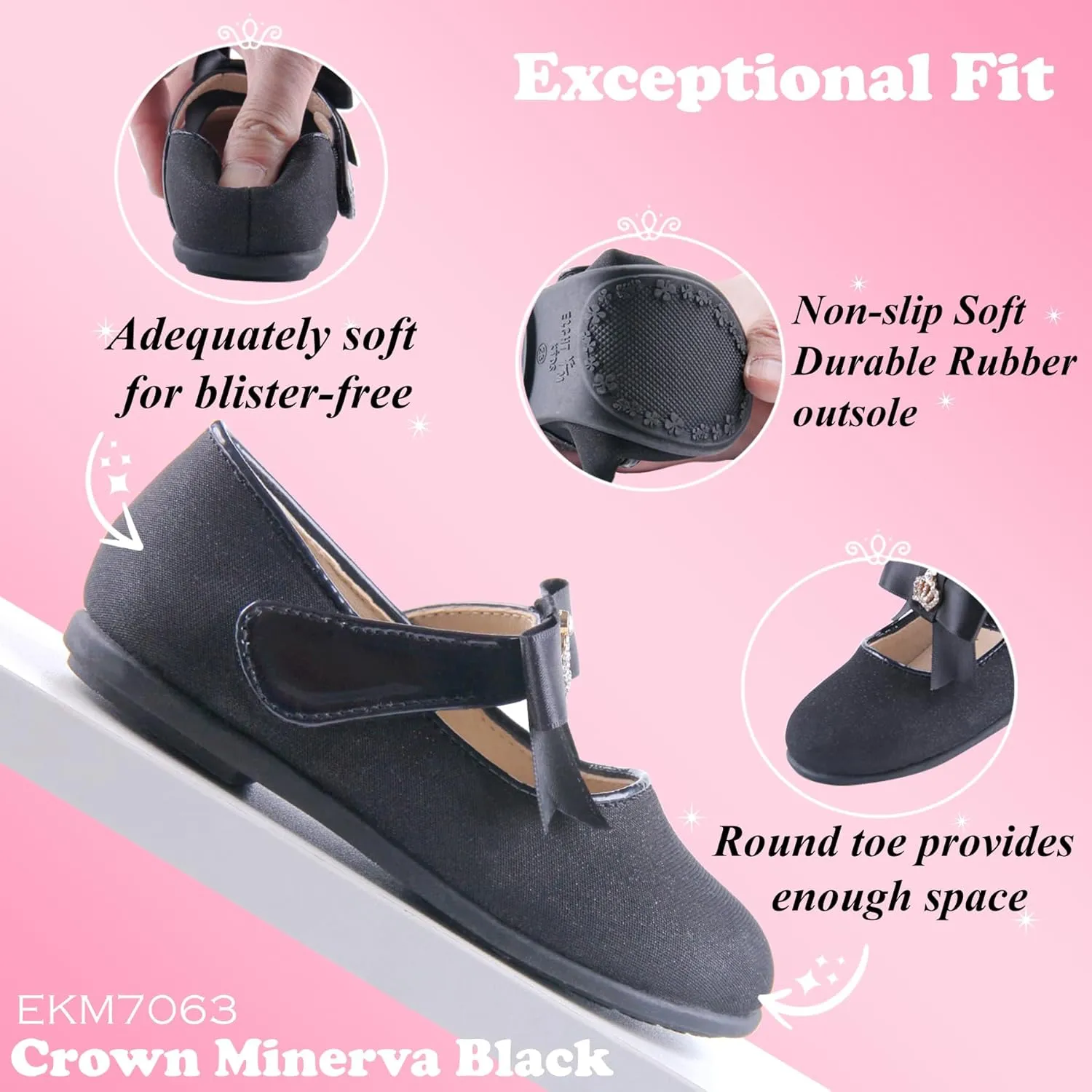 EIGHT KM Toddler Girls Dress Shoes – Girls Mary Jane Shoes | Mary Jane Flats - Ballet Flats – Party, Flower Girl, Wedding Dress Shoes for Girls – Comfortable & Non-Slip Design for Ages up to 7