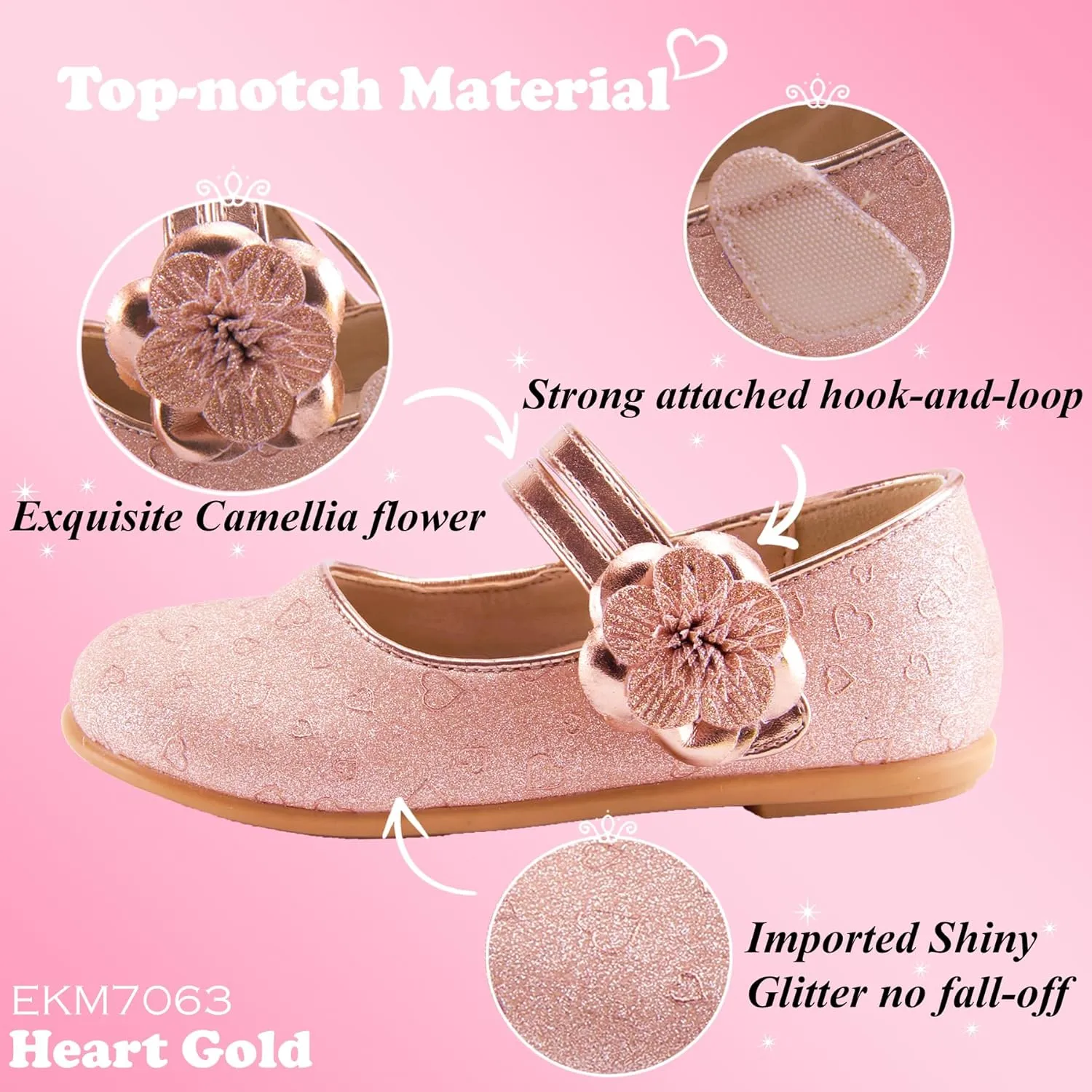 EIGHT KM Toddler Girls Dress Shoes – Girls Mary Jane Shoes | Mary Jane Flats - Ballet Flats – Party, Flower Girl, Wedding Dress Shoes for Girls – Comfortable & Non-Slip Design for Ages up to 7