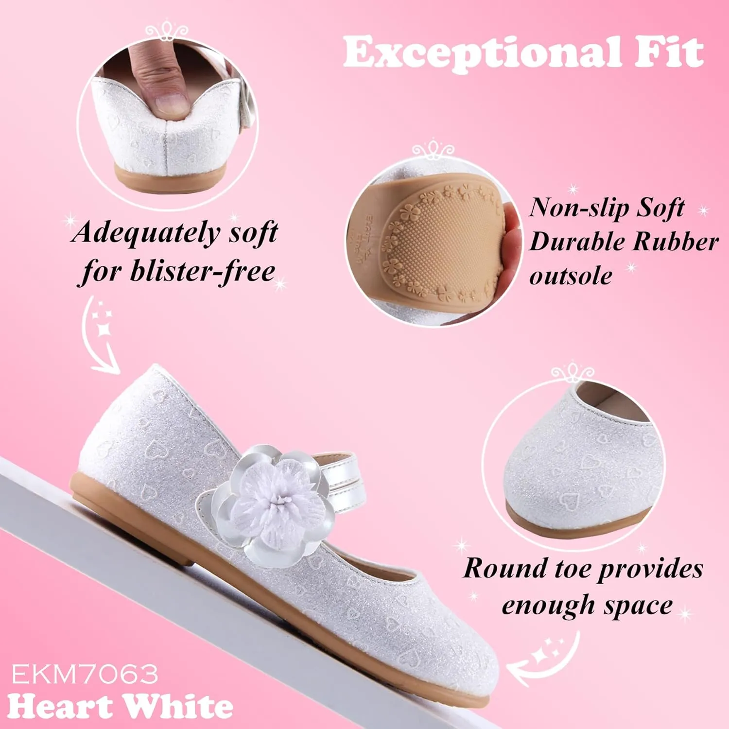 EIGHT KM Toddler Girls Dress Shoes – Girls Mary Jane Shoes | Mary Jane Flats - Ballet Flats – Party, Flower Girl, Wedding Dress Shoes for Girls – Comfortable & Non-Slip Design for Ages up to 7