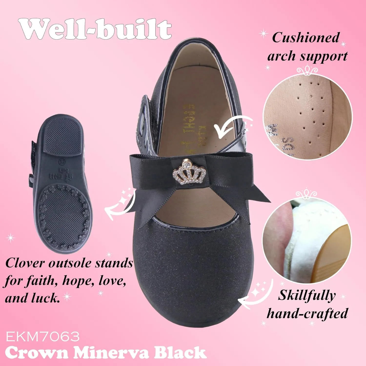 EIGHT KM Toddler Girls Dress Shoes – Girls Mary Jane Shoes | Mary Jane Flats - Ballet Flats – Party, Flower Girl, Wedding Dress Shoes for Girls – Comfortable & Non-Slip Design for Ages up to 7