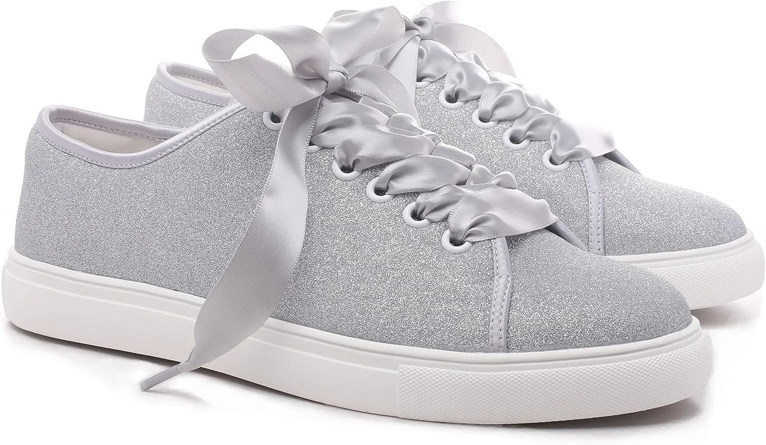 Elivandon 16052 Wedding Shoes Bling Bridal Sneakers Flats Bride Tennis Shoes Shiny Sequin Shoes Sparkly Sneakers