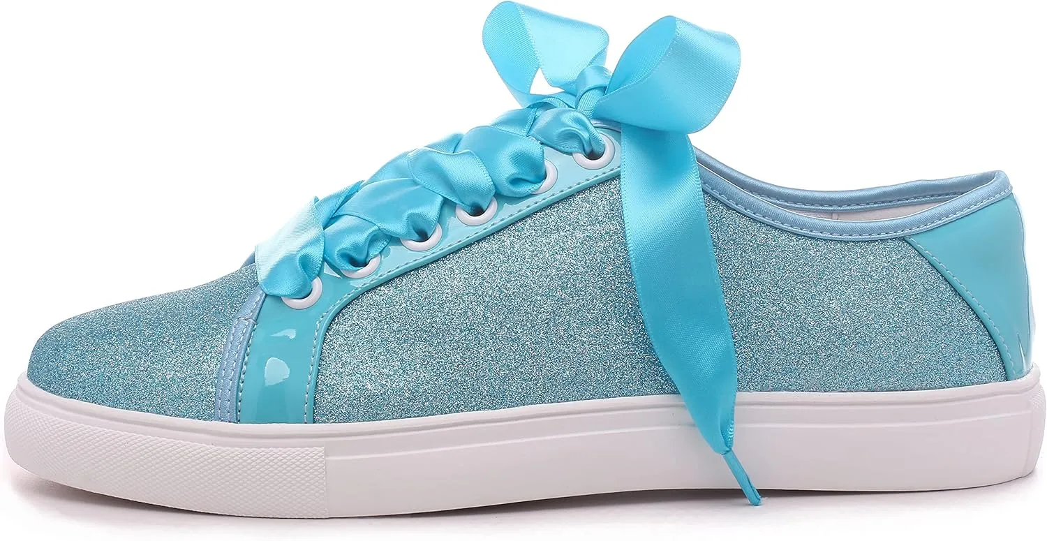 Elivandon Wedding Shoes Bling Bridal Sneakers Flats Bride Tennis Shoes Shiny Sequin Sparkly Sneakers