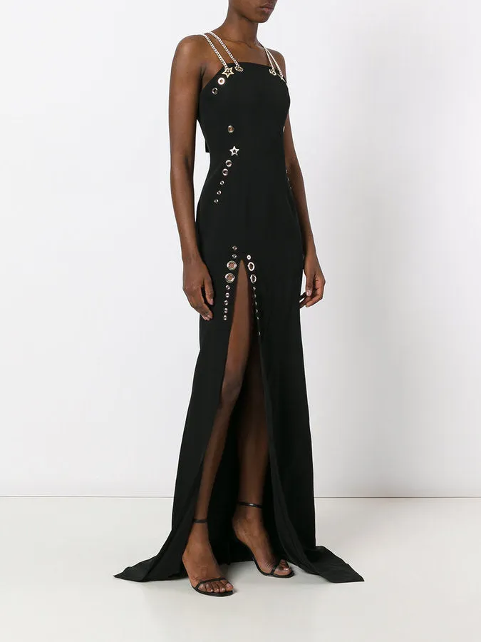 Elliette Off-Shoulder Eyelet-Detailing Semi-Sheer Maxi Dress