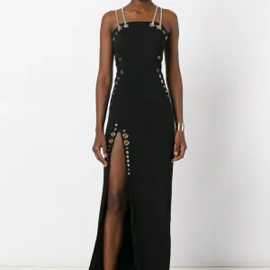 Elliette Off-Shoulder Eyelet-Detailing Semi-Sheer Maxi Dress