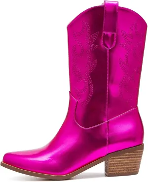 Erocalli Cowgirl Ankle Boot Cowboy boot for women Western Stitched boot Ankle Boots Pointed Toe Short Booties Embroidered Modern Boot with Pull Tabs
