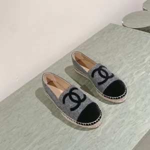 espadrilles dark grey cotton tweed black suede