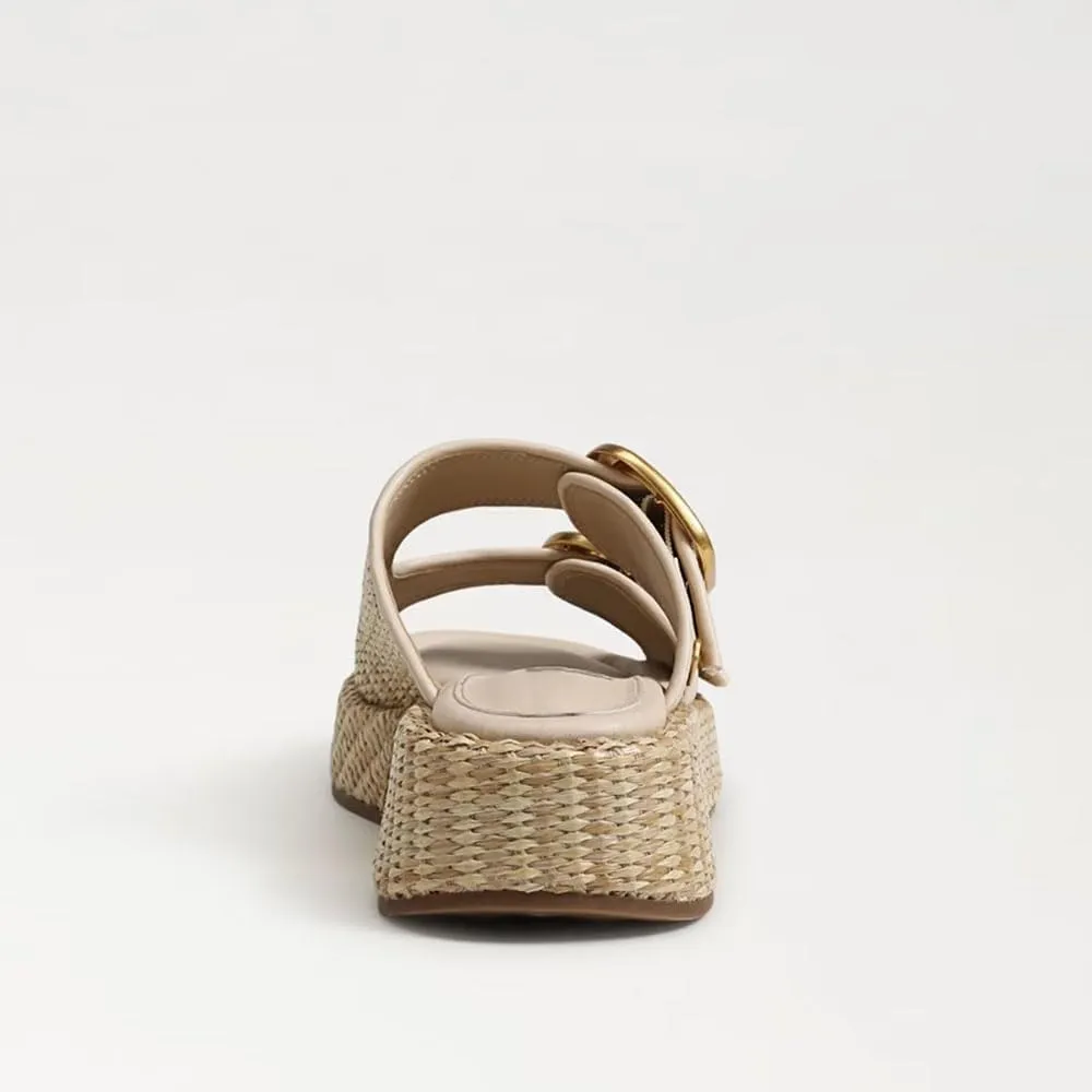 Espadrilles Platform Sandals Women Double Buckles Cute Beach Straw Raffia Sandals Comfortable Wedge Slides Shoes Vacation for Women