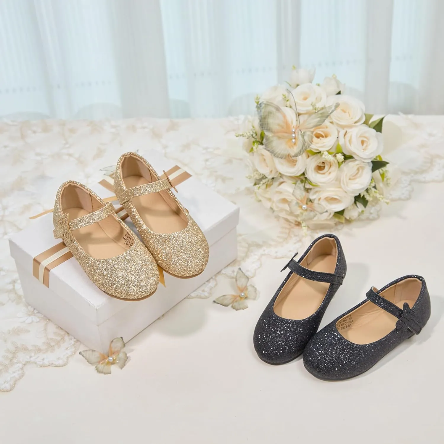 ESTINE Toddler Little Girls Ballet Shoes Baby Kids Princess Dress Wedding Strap Mary Jane Flats
