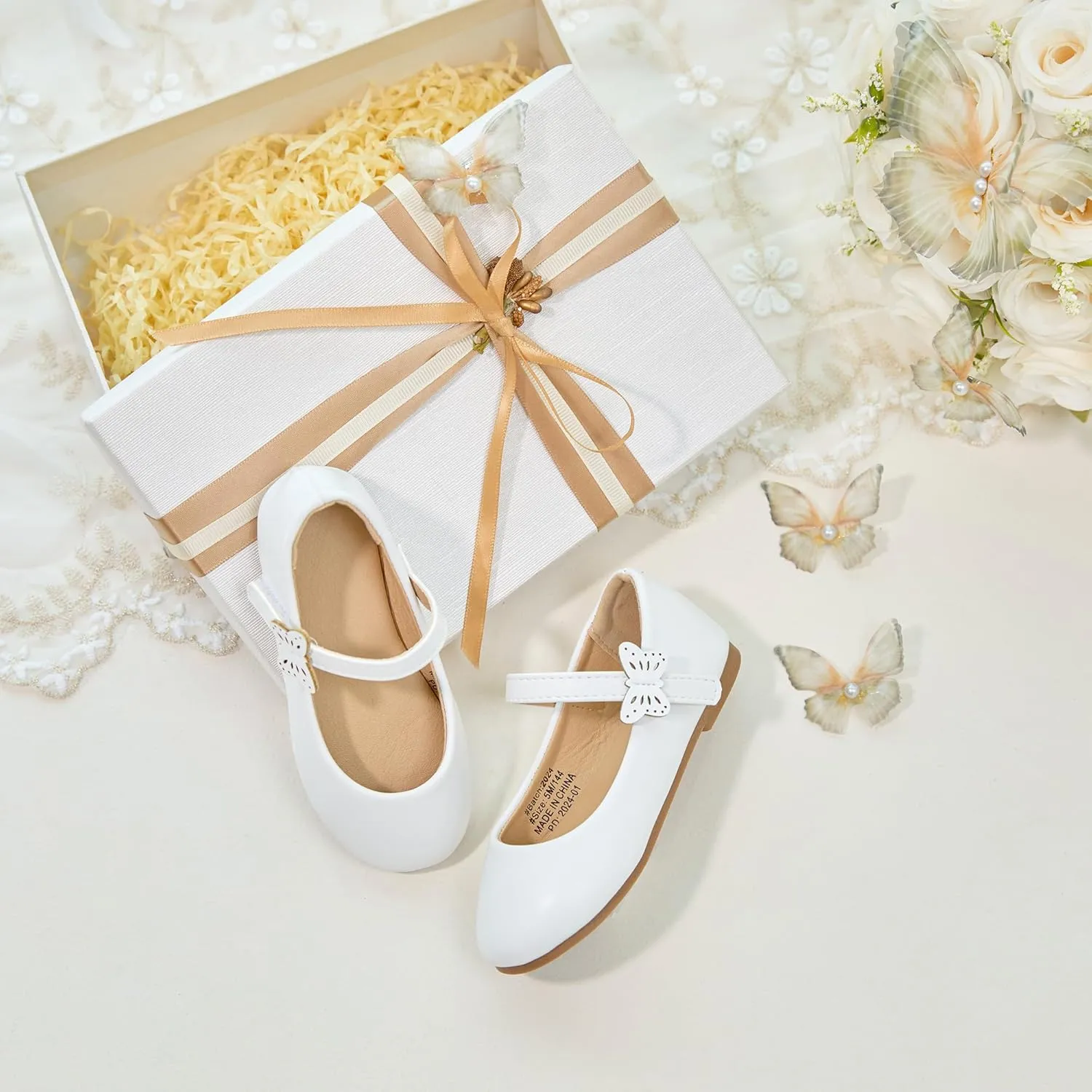 ESTINE Toddler Little Girls Ballet Shoes Baby Kids Princess Dress Wedding Strap Mary Jane Flats