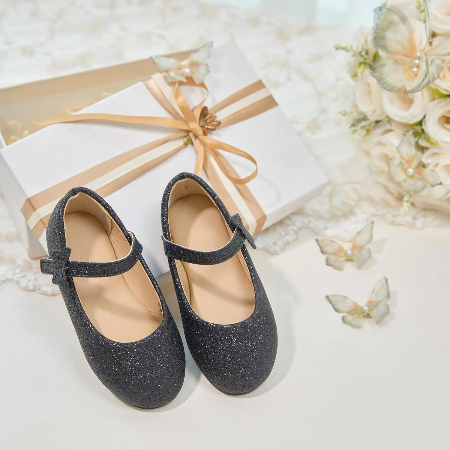 ESTINE Toddler Little Girls Ballet Shoes Baby Kids Princess Dress Wedding Strap Mary Jane Flats