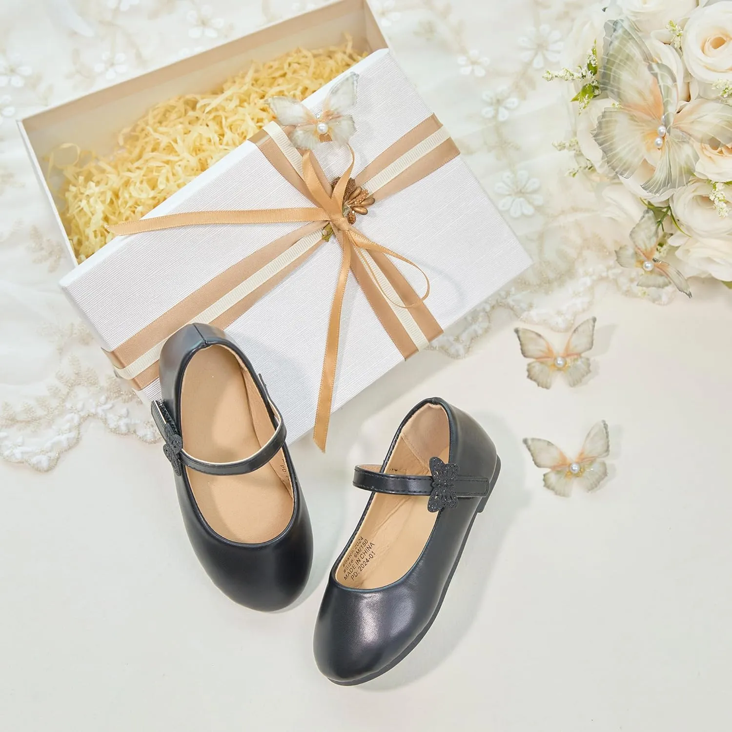 ESTINE Toddler Little Girls Ballet Shoes Baby Kids Princess Dress Wedding Strap Mary Jane Flats