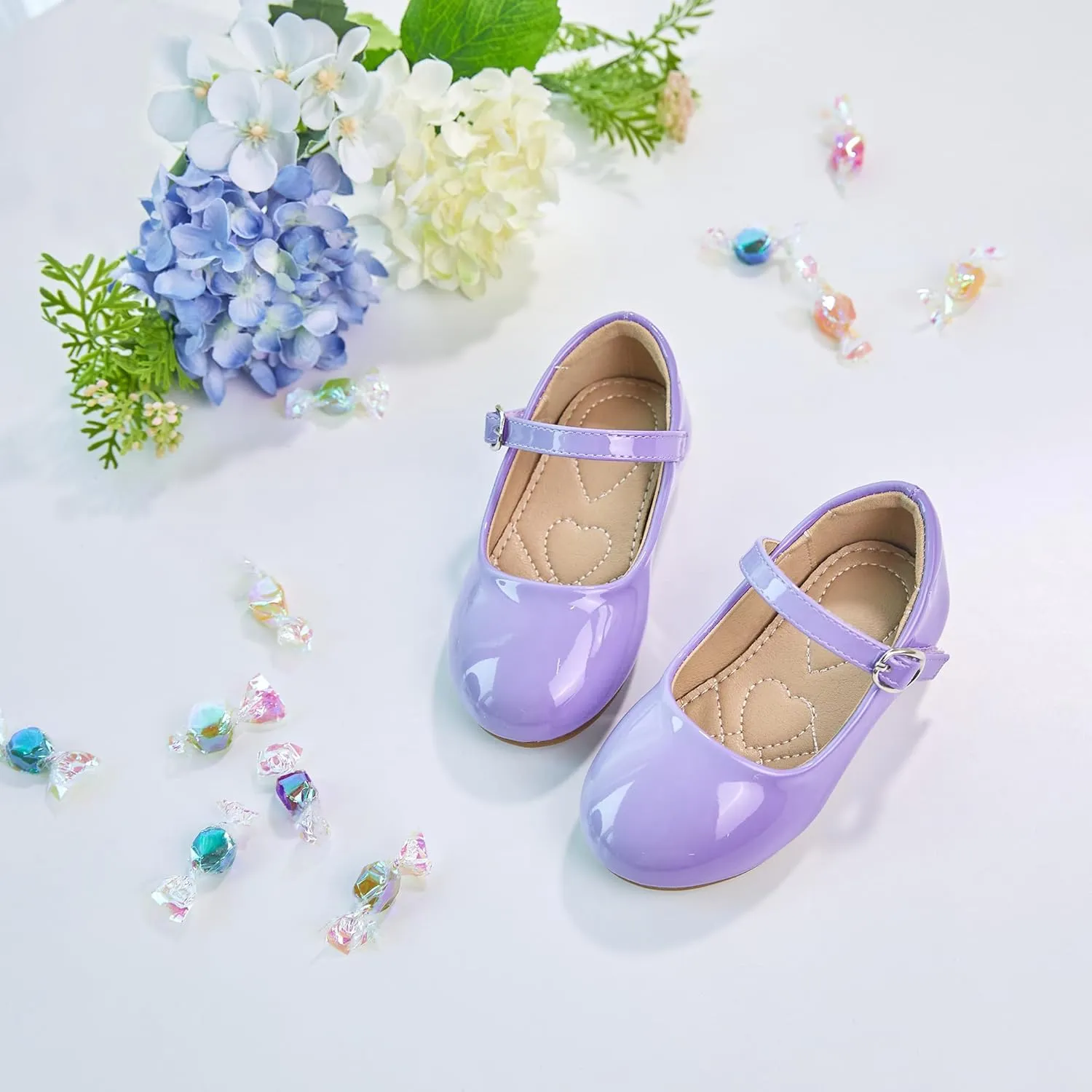 ESTINE Toddler/Little Kid Girls Dress Mary Jane Flats Flowers Fashion Princess Ballet Shoes