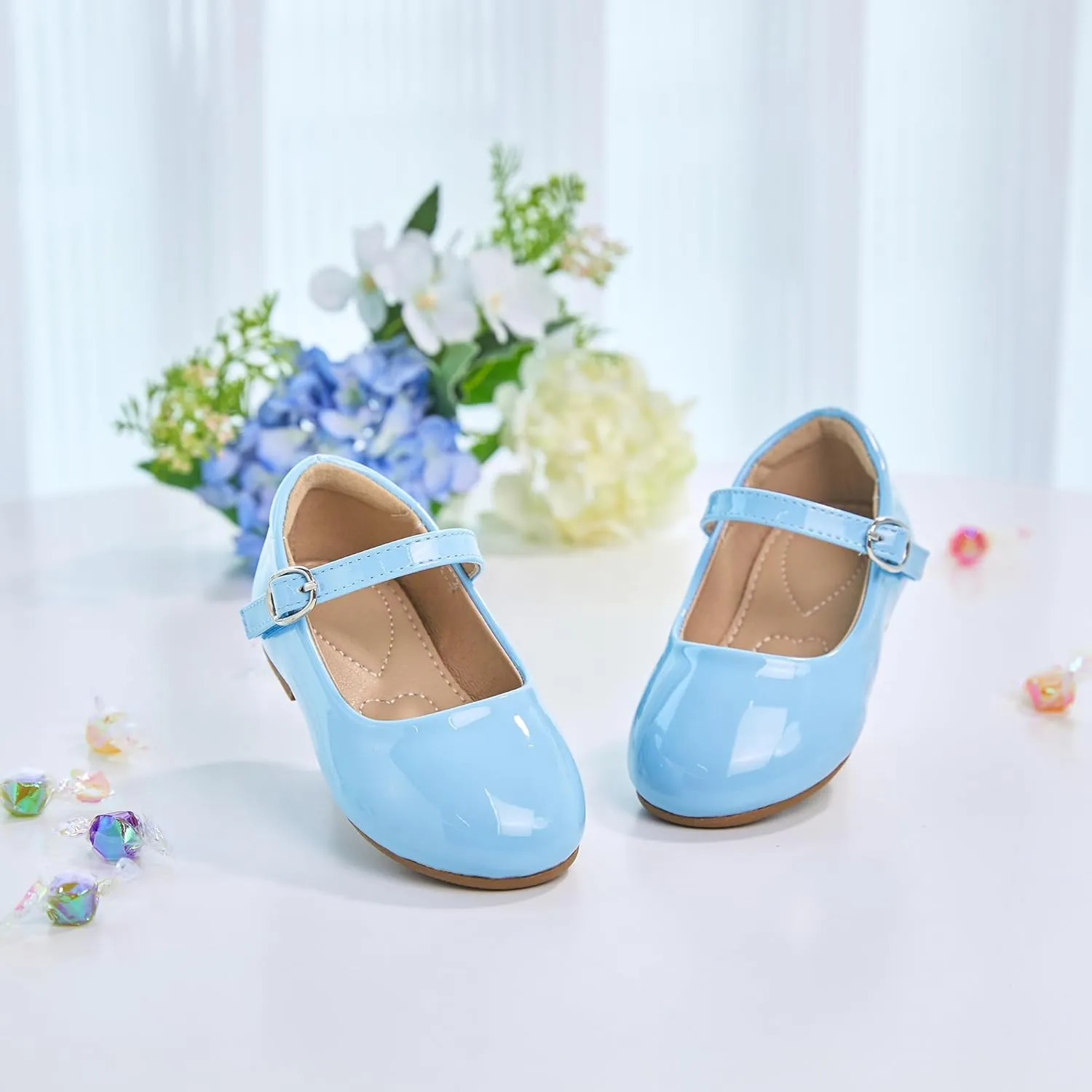 ESTINE Toddler/Little Kid Girls Dress Mary Jane Flats Flowers Fashion Princess Ballet Shoes