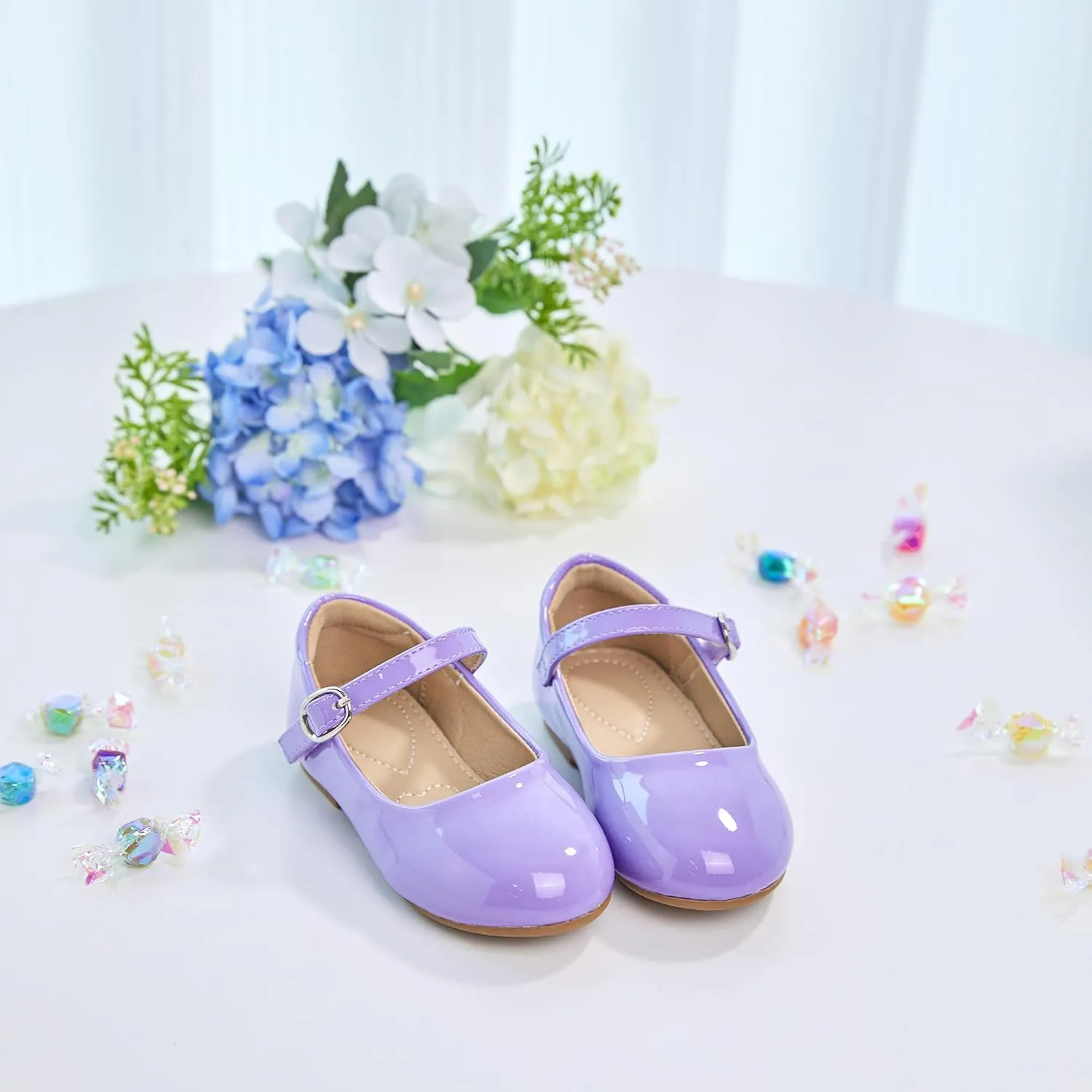 ESTINE Toddler/Little Kid Girls Dress Mary Jane Flats Flowers Fashion Princess Ballet Shoes