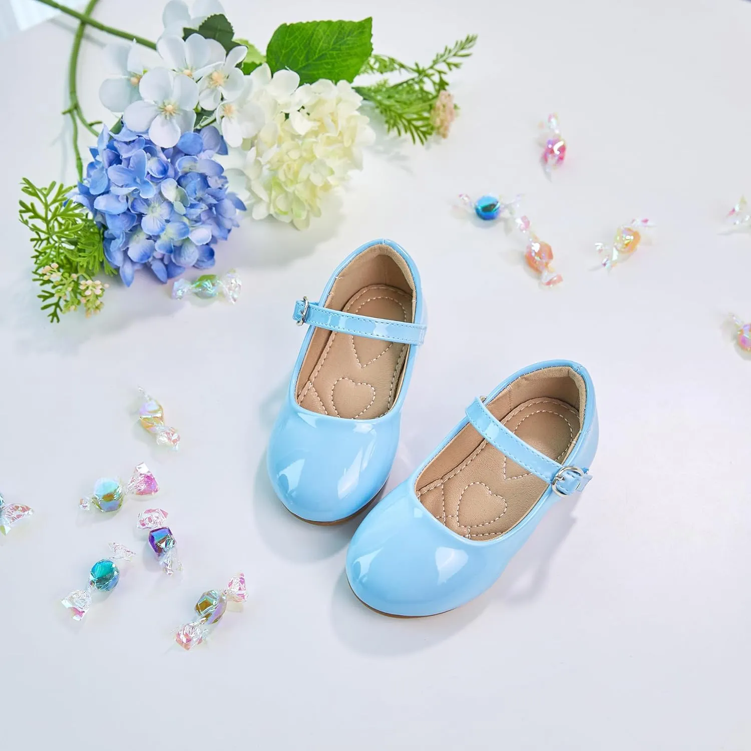 ESTINE Toddler/Little Kid Girls Dress Mary Jane Flats Flowers Fashion Princess Ballet Shoes