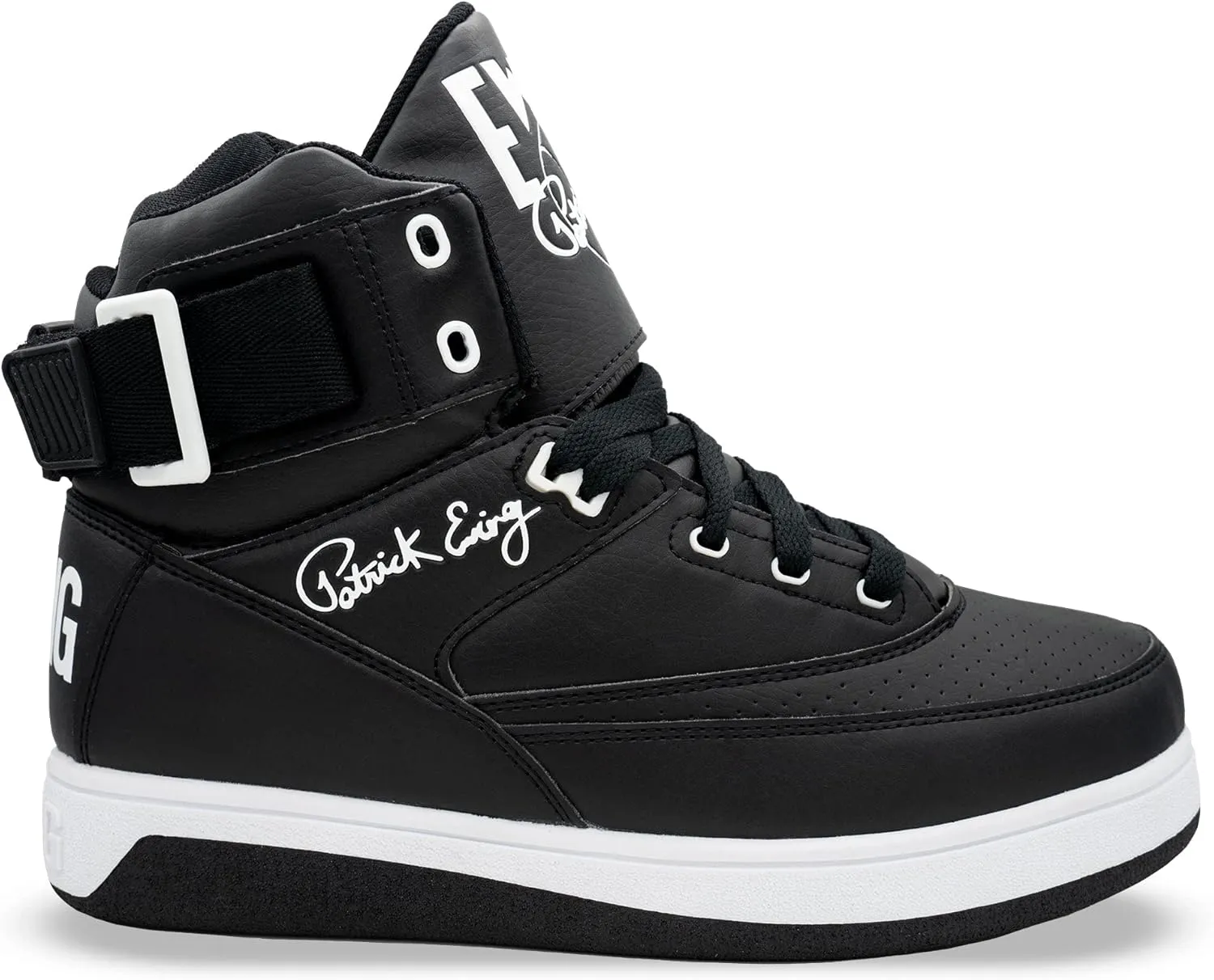 Ewing Patrick Athletics 33 HI x Orion Hybrid Sneakers for Men - High Top, Leather, Black/White, Comfortable & Durable, Size 10.5