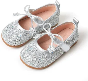 Fairy Tale Kids Shoes, Girls Mary Jane ‌Ballet Flats 2-7 Years, Glitter Princess Shoes with Breathable Pigskin Lining for Flower Girl/Pageant/Party