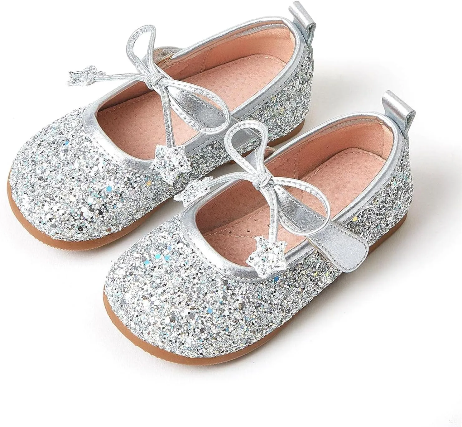 Fairy Tale Kids Shoes, Girls Mary Jane ‌Ballet Flats 2-7 Years, Glitter Princess Shoes with Breathable Pigskin Lining for Flower Girl/Pageant/Party